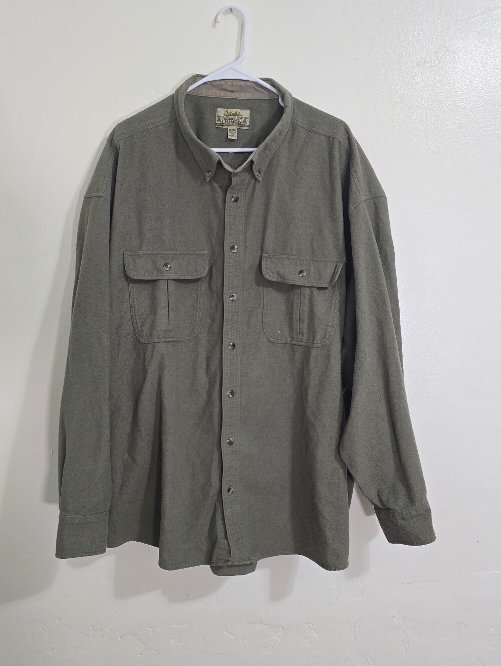 Cabelas Deerskin Soft Chamois Shirt Men 5XL Flannel Heavyweight Moss Green